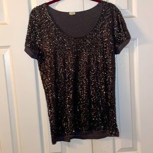 J Crew sequin short sleeve shirt.